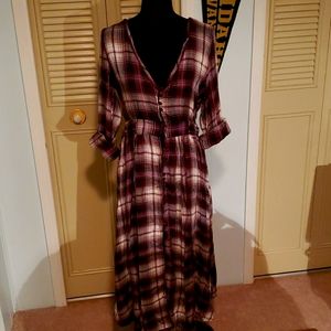 Flannel Style Midi Dress
